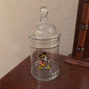 Vintage Mickey Mouse Glass Candy Jar
